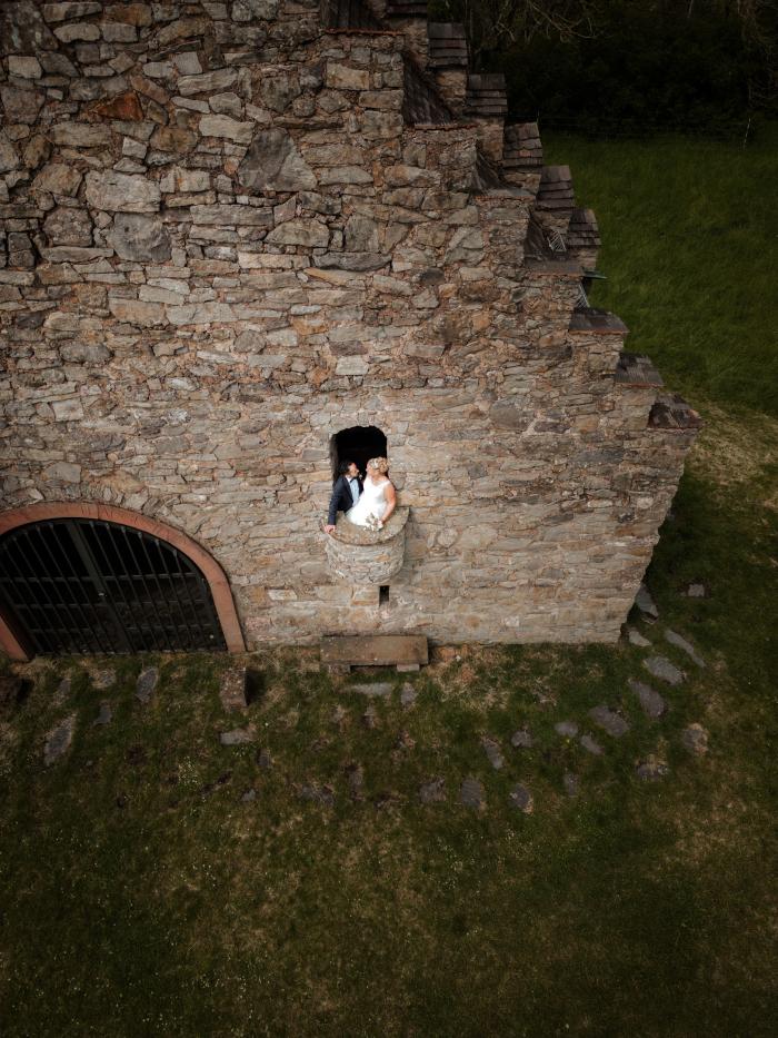 Hochzeit Paarshooting Drohnenaufnahme Fürstenberg